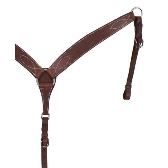 Showman Double Stitched Dark Brown Leather Breast Collar