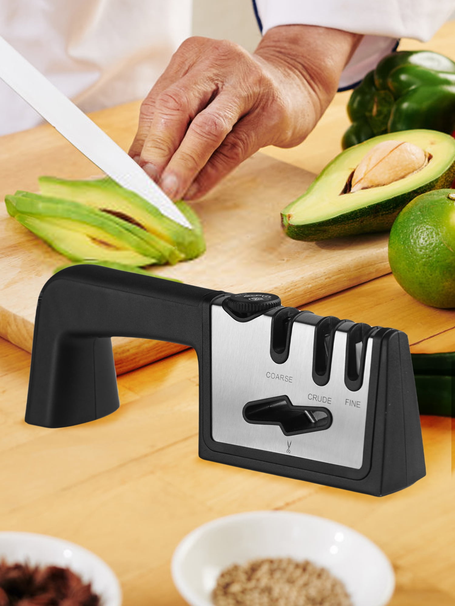 BIMZUC Kitchen Knife Sharpener,Three-Stage Lightweight Fast Knife Sharpeners  for Kitchen Knives 