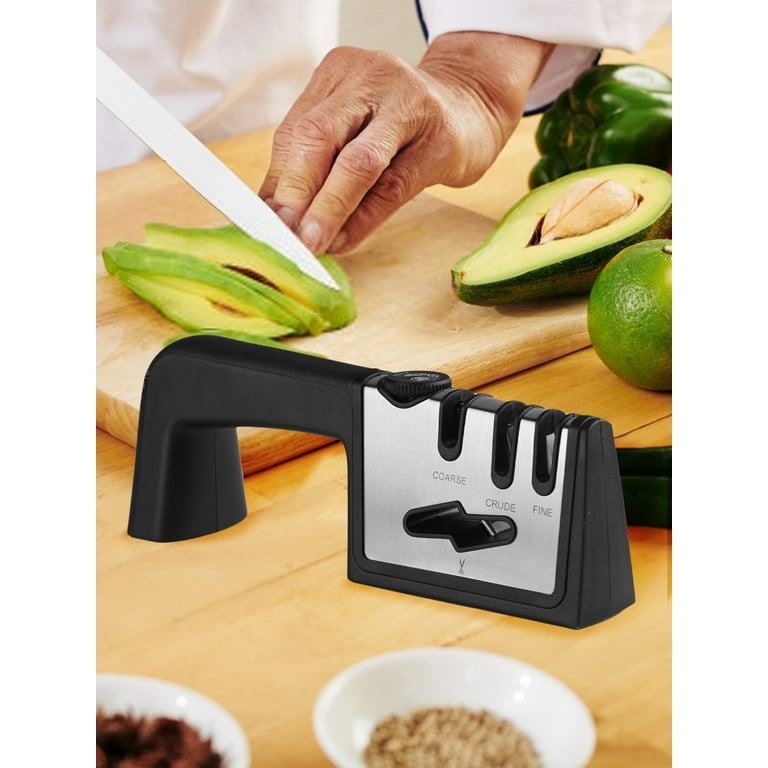 BIMZUC Knife Sharpener With Adjustable Angle Guide - Coated Ceramic  Sharpening Stones for All Knives Including Precision Kitchen, Professional,  Chef's Knives - Non-Slip Rubber Edge Grip-Black/White 