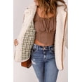 thumbnail image 2 of POGLIP Veste Sherpa à Boutons Contrastés Beige pour Femmes, 2 of 6