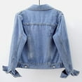 thumbnail image 2 of Women's Bride Casual Jean Jacket Distressed Ripped Denim Jacket Coat With Pockets, 2 of 5