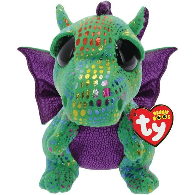 Peluche Ty Beanie Beanie para bebé, dinosaurio verde ceniza, 15 cm