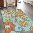 thumbnail image 3 of Turquoise Boho Floral Area Rugs Collection 3'x5', Vintage Abstract Art Ethnic Flowers Non Slip Indoor Rectangle Throw Runner Rug Floor Mat Carpet for Living Room Dining Table Bedroom Nursery, 3 of 9
