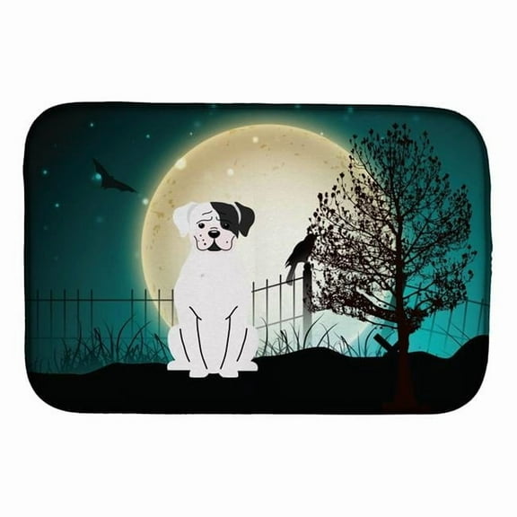 Halloween Scary White Boxer Cooper Dish Drying Mat