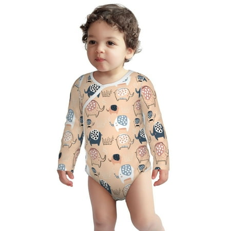 

Haiem Cute Ink Drawn Elephants Printed Unisex-Baby Long Sleeve Onesies Bodysuits Unisex Babies Snap-Up Rompers-3 Months
