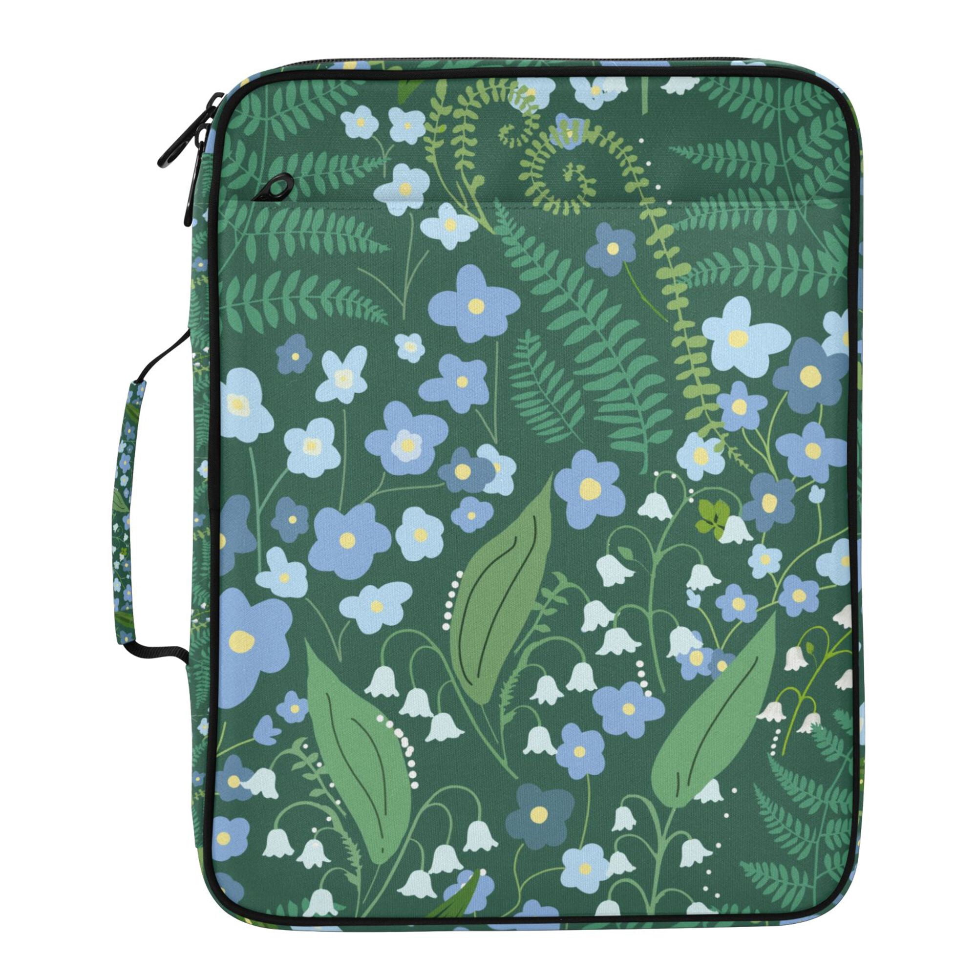 FORMRS Accordion File Folder A4 Size 7-Pocket Expanding Document Organizer Bag with 3 Ring Binder, Blue Flowers Pattern