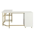 Techni Mobili LShape Home Office Desk with Storage, Gold