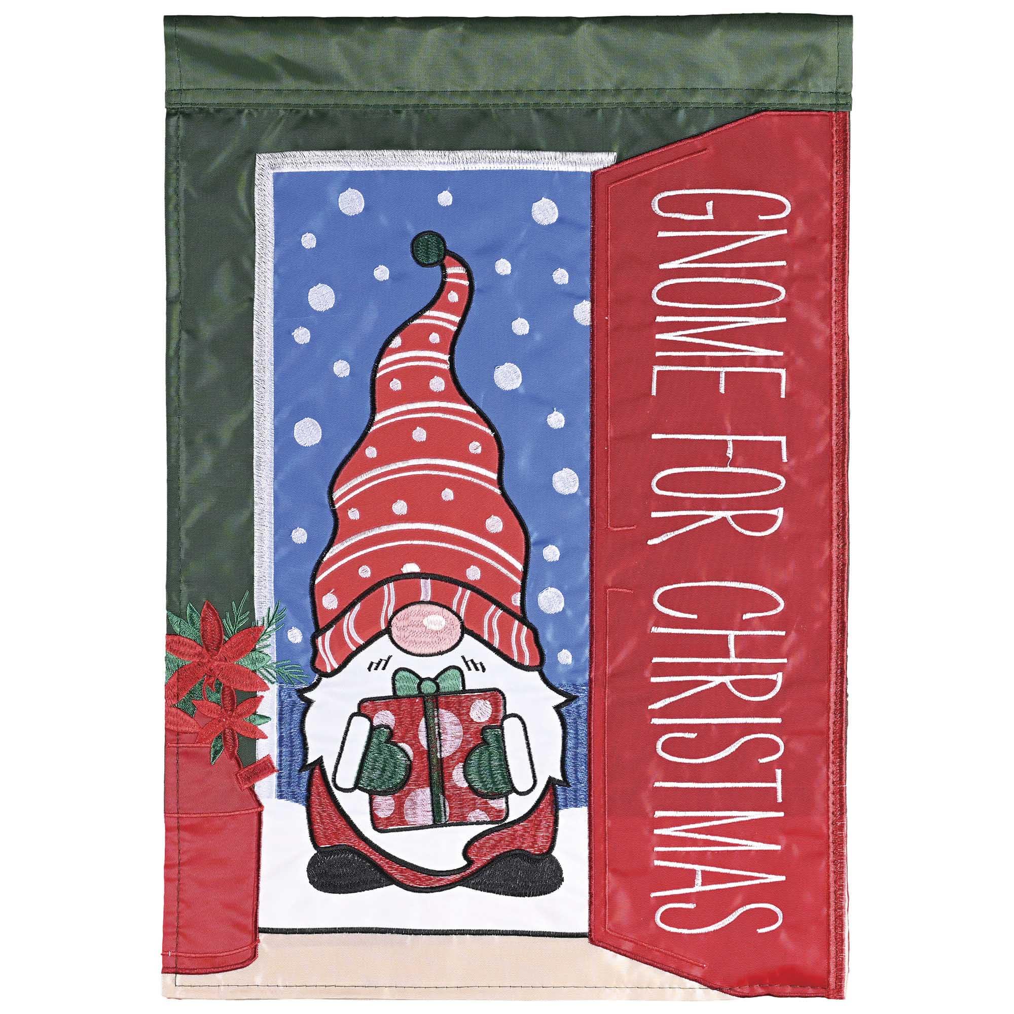 Dicksons Magnolia Garden Outdoor Flag Decoration For Garden, Yard, Or Walkway Standard 13 x 18, Weather Resistant Polyester, Gnome for Christmas