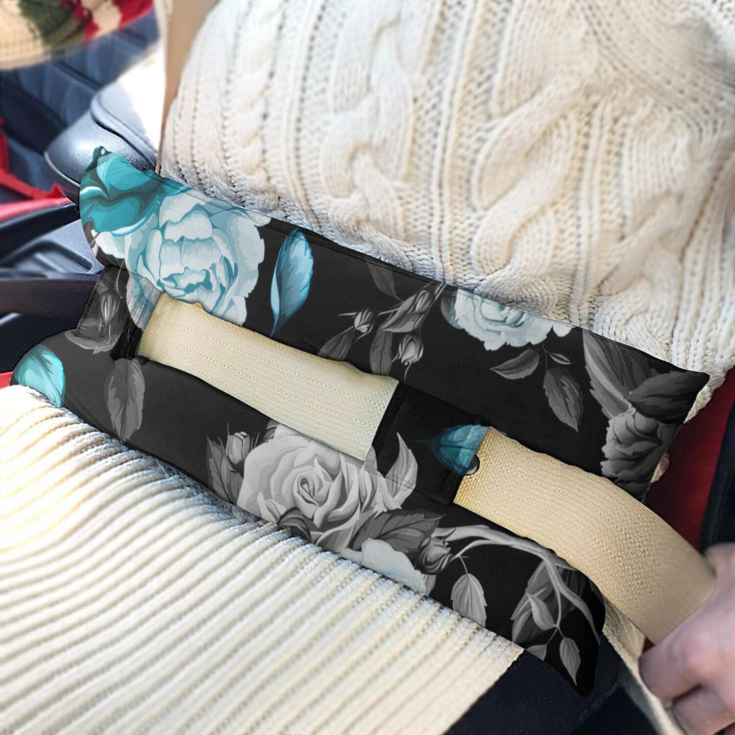 Palm Leaf & Exotic Flowers Seat Belt Pressure Relief Pad - Soft Chest Protector After Surgery - Boho Tropical Mastectomy Pillow