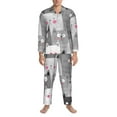 thumbnail image 4 of Bingfone Men'S Pajama Set 2 Piece Loungewear Pjs, Long Sleeve With Pajama Pants-Cats Group, 4 of 9