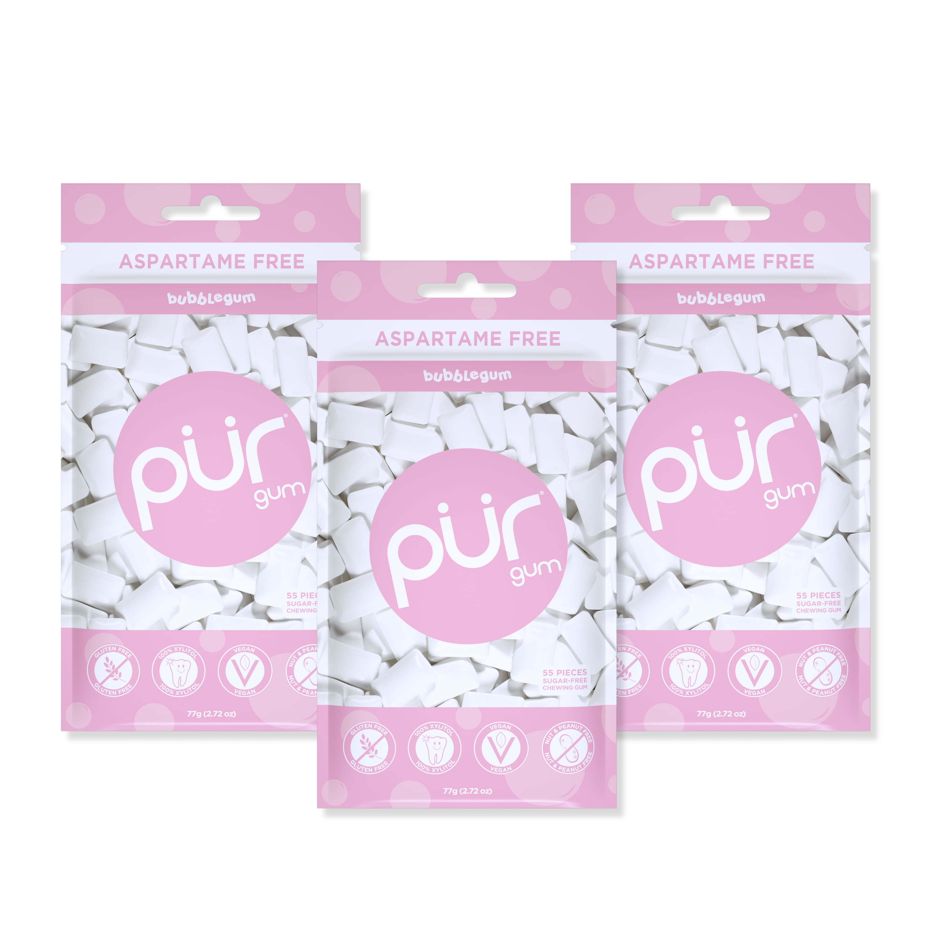 PUR Gum Sugar Free Chewing Gum 100 Xylitol Vegan, Aspartame Free