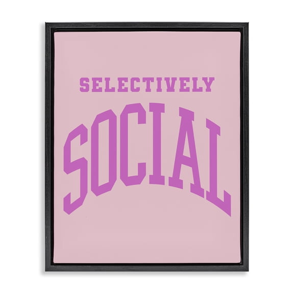 Stupell Industries Modern Pink Selectively Social Phrase Black Floating Frame Canvas Art, 17 x 21, by House of Lulu