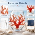 thumbnail image 3 of Orange Coral Stemless Wine Glass, Marine Sculpture Tumbler, Coastal Style Drinkware, for Home Bar Summer Beverage Decor, 3 of 5