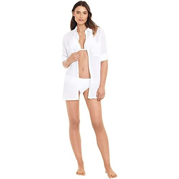 Crushed Cotton Cover-Up Shirt
