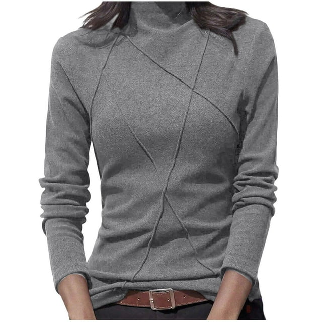 QHFBli Chandails Thermiques à Col Roulé pour Femmes Texture Polaire Manches Longues Couche de Base Chauds pour Temps Froid Entraînement