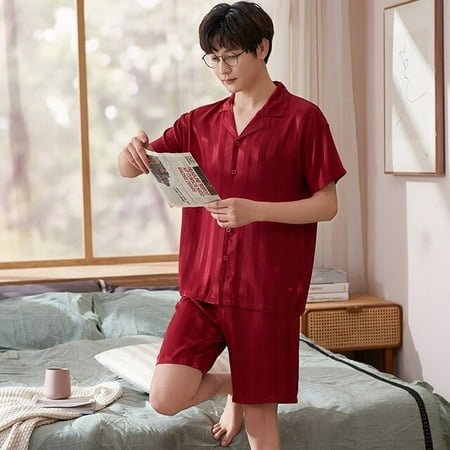 

QWZNDZGR Pajamas For Men and Women Summer Satin Couple Pijama Shorts Lounge Male Home Clothes Suits Silk Sleepwear Couples Pajama Sets