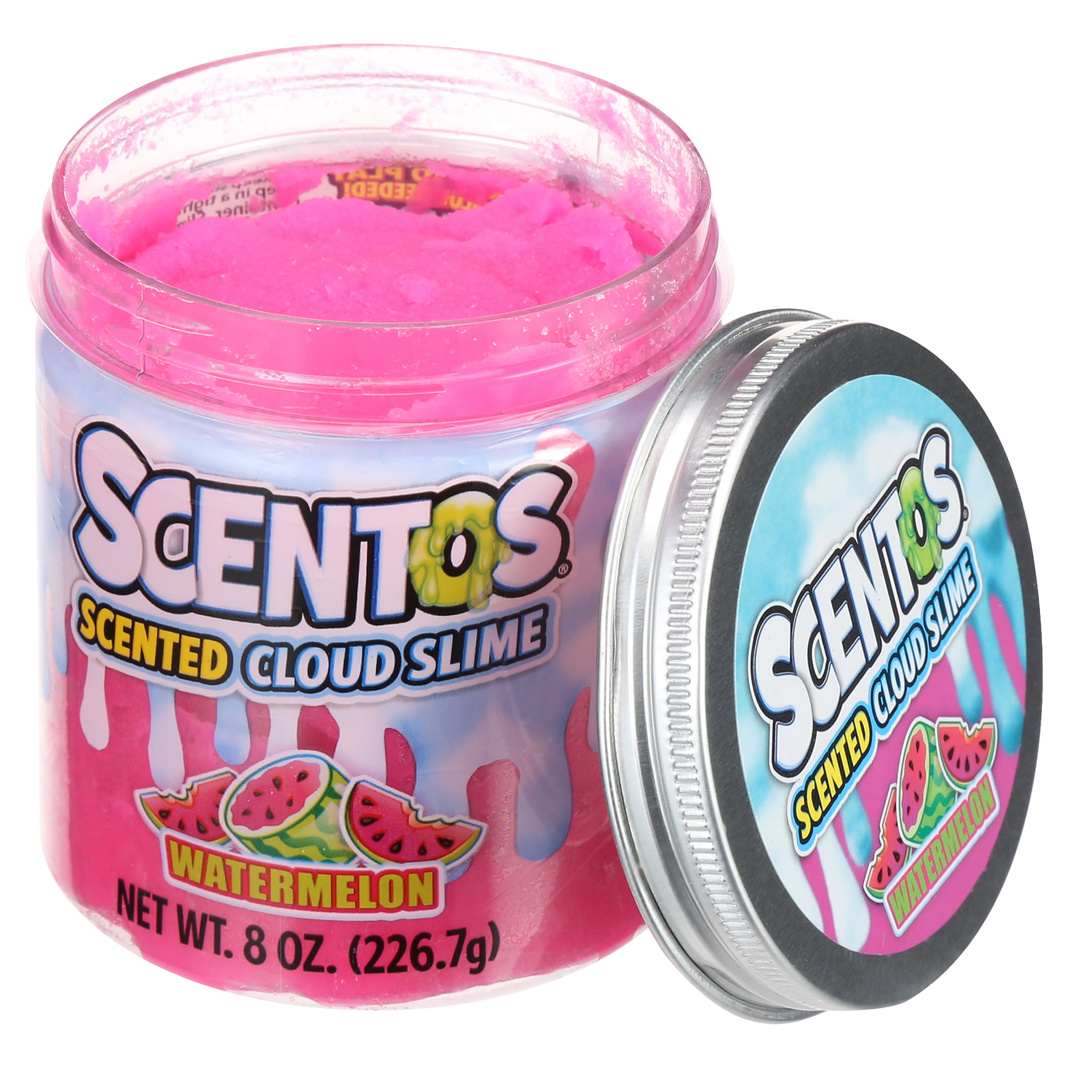 4 Scentos Scented Cloud Slimes Bubble Gum Watermelon Cotton Candy Choc Chip  8oz