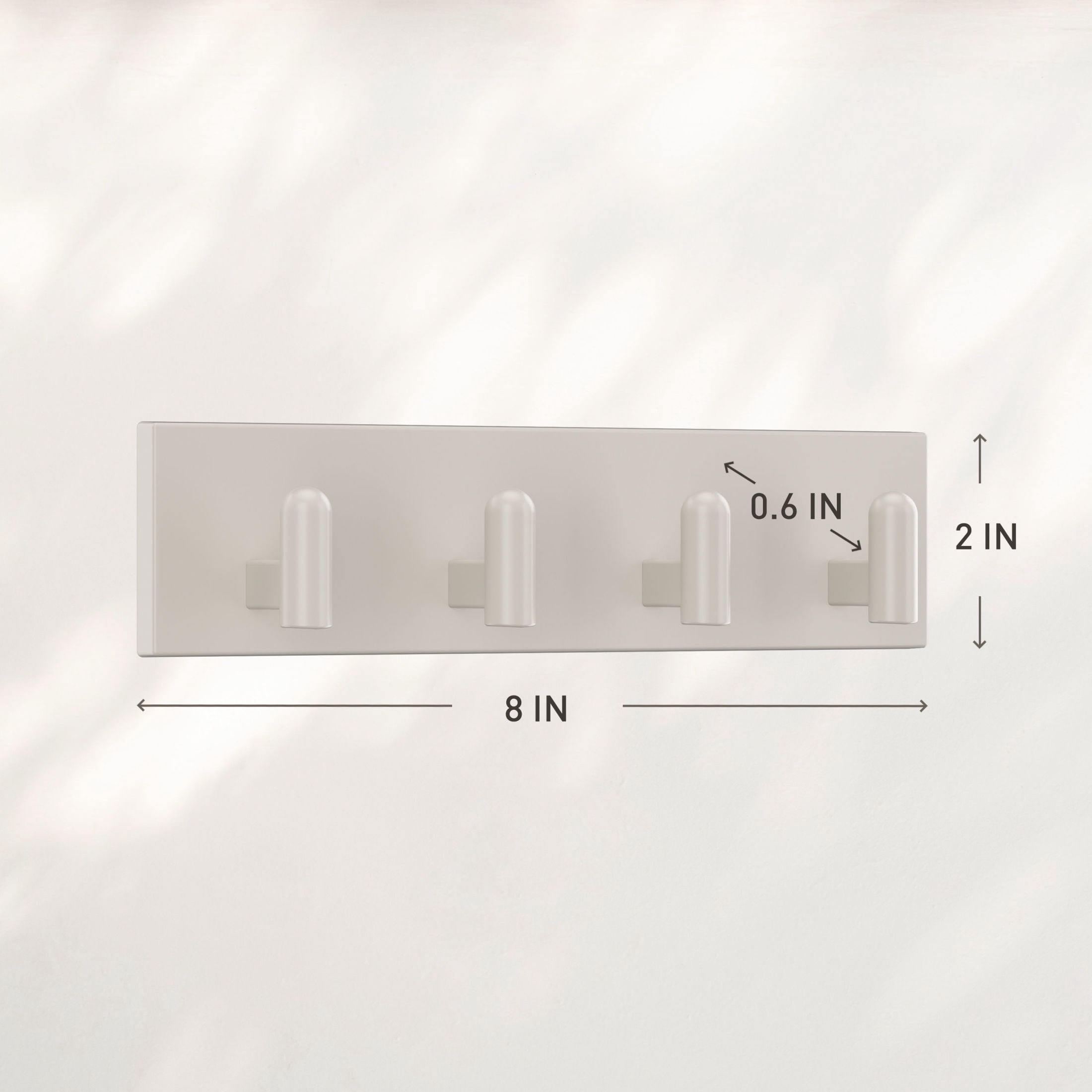 Command Decor Metal Key Rail, Light Beige, Strong Hold, 1 Hook Rail, 8 Small Adhesive Strips