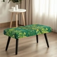 thumbnail image 4 of Whosucclay Green Palm Leaf Print Rectangle Bench Covers, Waterproof Bench Slipcover Breathable Bench Seat Protector Universal Bench Cover for Dining Room, Living Room, Bedroom, 4 of 7