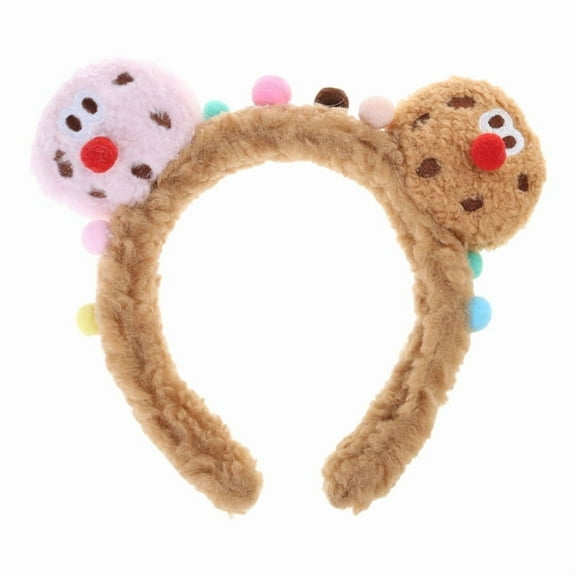 Cute 3D Cartoon Cookie Headband Makeup Hair Hoop Fuzzy Furry Plush Hairband Hair Accessories Photo Props for Women Girls