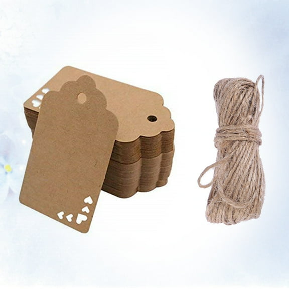 TEHAUX Kraft Paper Tags for Display Use Brown Color with Hole for Hanging Decoration 50 Pieces