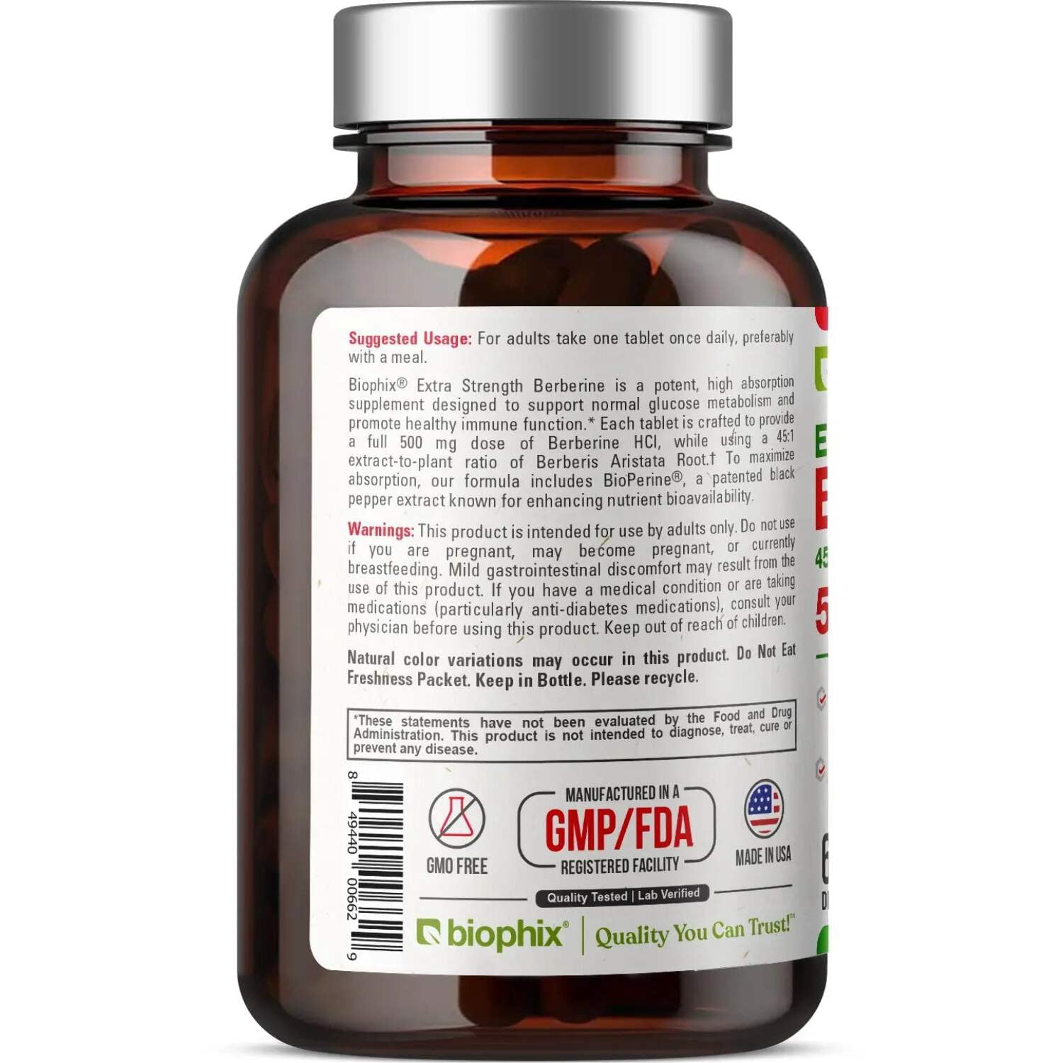 Biophix Berberine with Bioperine 22,500 mg 60 Tablets - High Absorption Cognitive Health Support