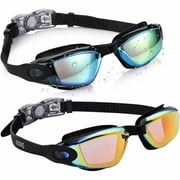 WIOMEASK Kids Swim Goggles, Pack of 2 Swimming Goggles for Children Boys & Girls Age 3-14(Blue & Orange)