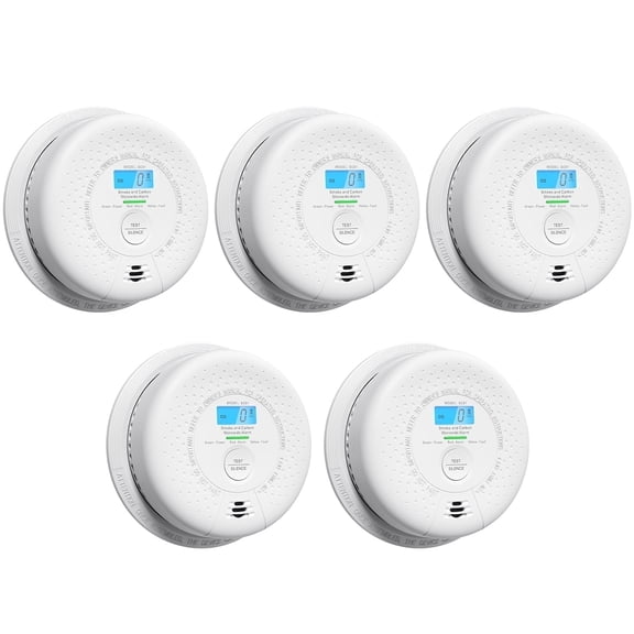 X-Sense Smoke Detector Carbon Monoxide Detector Combo, 10-Year Battery Smoke Detector with Display, 5-Pack