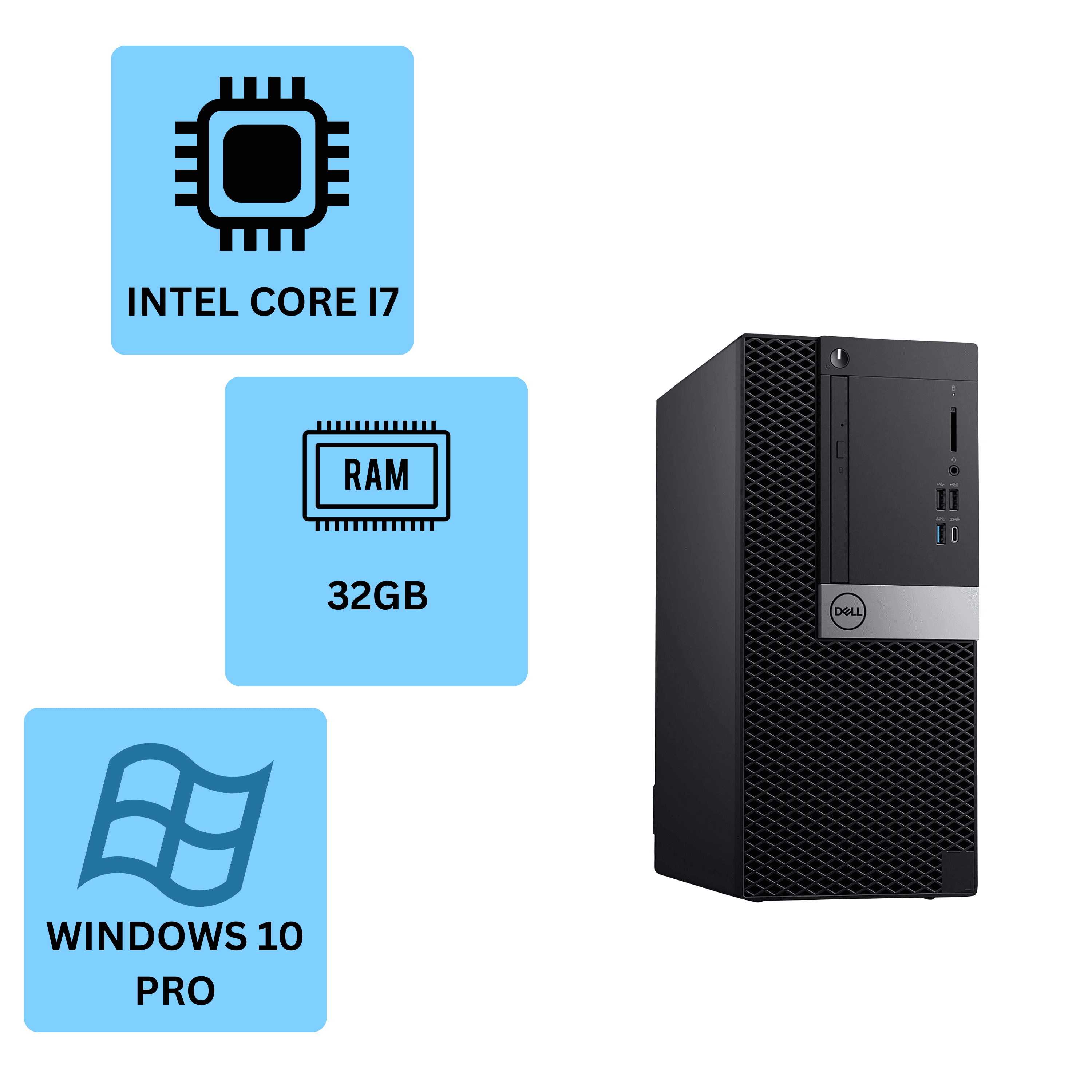 Dell Optiplex 7050 Desktop, Quad-Core Intel i7 3.4GHz, 32GB