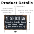 thumbnail image 2 of No Soliciting Dogs on Guard 8 Inch x 12 Inch Novelty Plastic Sign Durable Weatherproof UV Protected Perfect for Homes Entryways Fun Gift for Dog Owners Crafted in the USA, 2 of 5