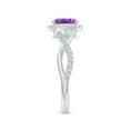 thumbnail image 3 of ANGARA Natural Oval Amethyst Twisted Vine Ring with Diamond Halo in 14K White Gold for Women (Size-7x5mm) | February Birthstone, Birthday, Anniversary, Jewelry Gift for Women | Natural Amethyst Ring, 3 of 10