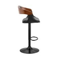 thumbnail image 2 of Benson Adjustable Black Faux Leather and Walnut Wood Bar Stool with Black Base, 2 of 12