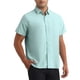 thumbnail image 4 of CAMISAS DE VESTIR PARA HOMBRE SÓLIDAS CORTAS DE ALGODÓN AJUSTE REGULAR CON BOTONES CAMISA OXFORD FORMAL S VERDE, 4 of 4