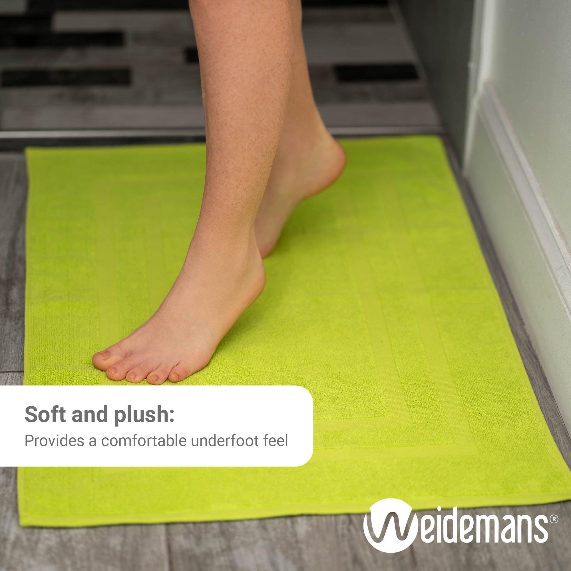 Weidemans 100% Cotton Bath Mats for Bathroom | 950 GSM Luxury Towel Bath Mat/Rug Set of 2 (Size 20" x 31.5") | Eco-Friendly & Machine Washable Bath Mat Set with a Soft & Absorbent | Apple Green