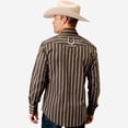 thumbnail image 2 of Roper Men's Striped Print Long Sleeve Pearl Snap Western Shirt Brown Small, 2 of 2
