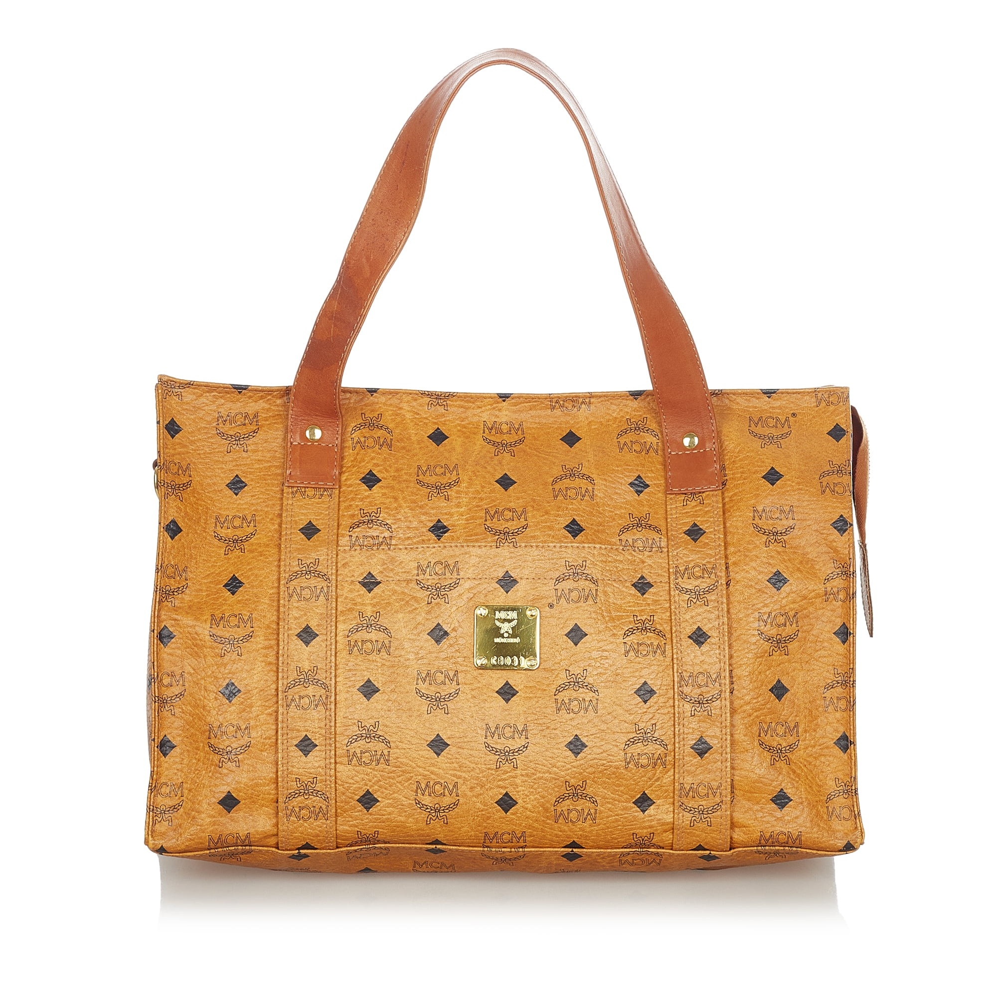 MCM Visetos Satchel in Brown Calf Leather Pre Owned in Bahrain at BHD 227 Rating 5