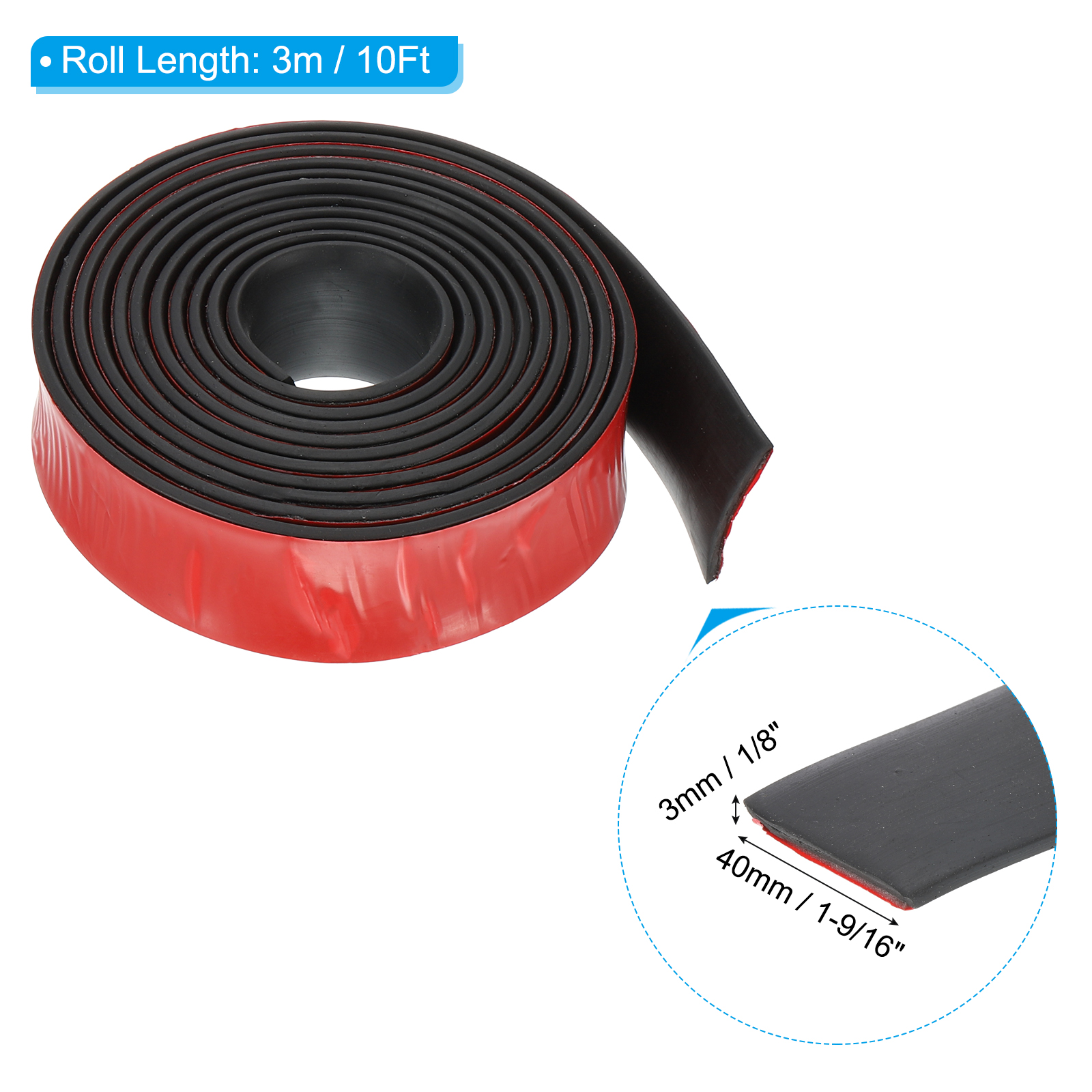 Uxcell 10Ft Weather Stripping Door Seal, 1-9/16"W x 1/8"T Rubber Adhesive Seal Strip