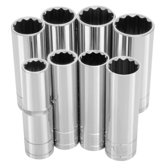 Performance Tool W32600 8-Piece 1/2-Inch Drive 12 Point SAE Deep Socket