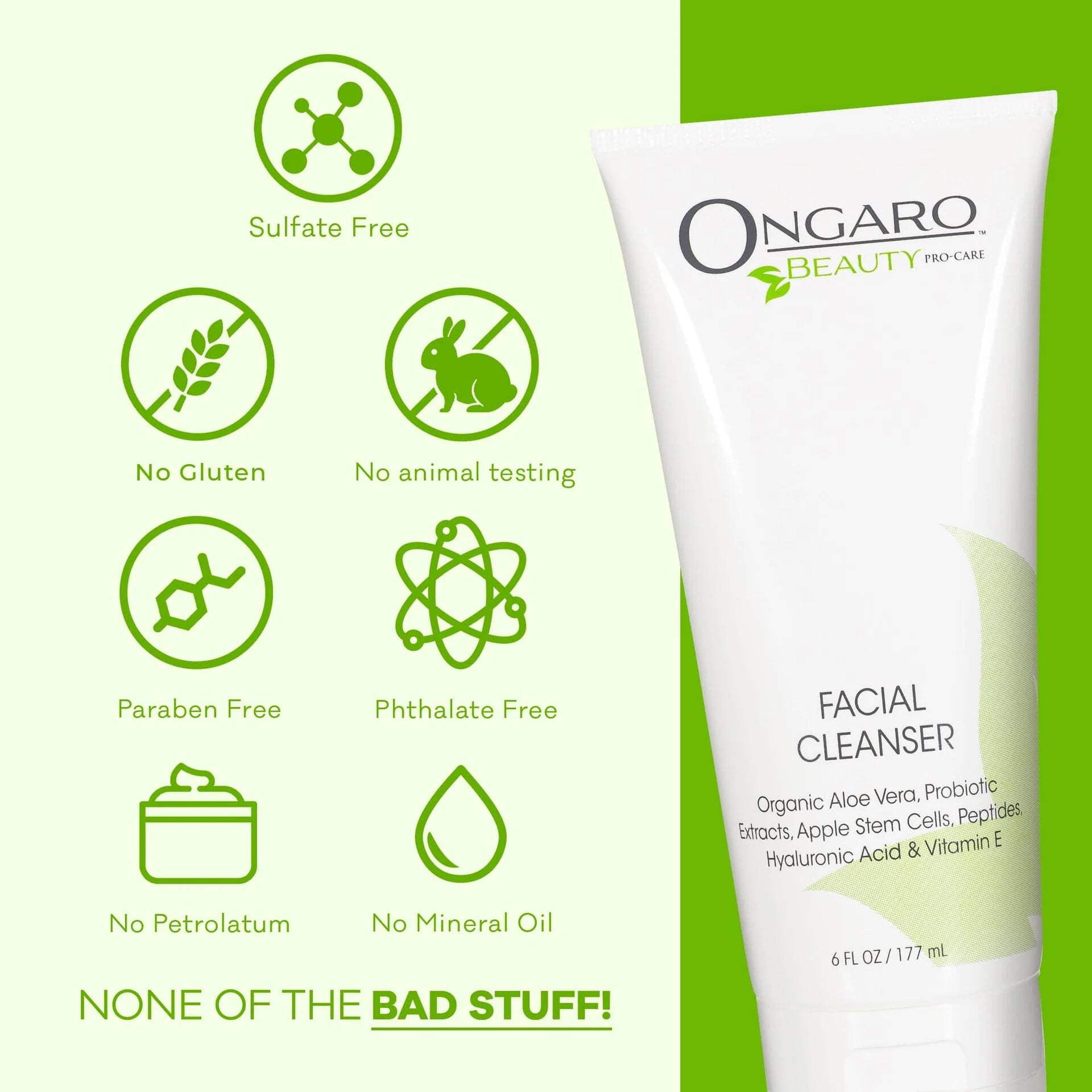 Ongaro Beauty Facial Cleanser, Hydrating Face Wash for Sensitive, Dry, Oily Skin