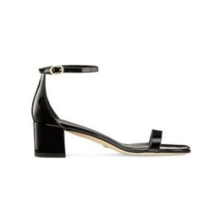 

STUART WEITZMAN Womens Black Ankle Strap Padded Simple Round Toe Block Heel Buckle Heeled Sandal 10 B
