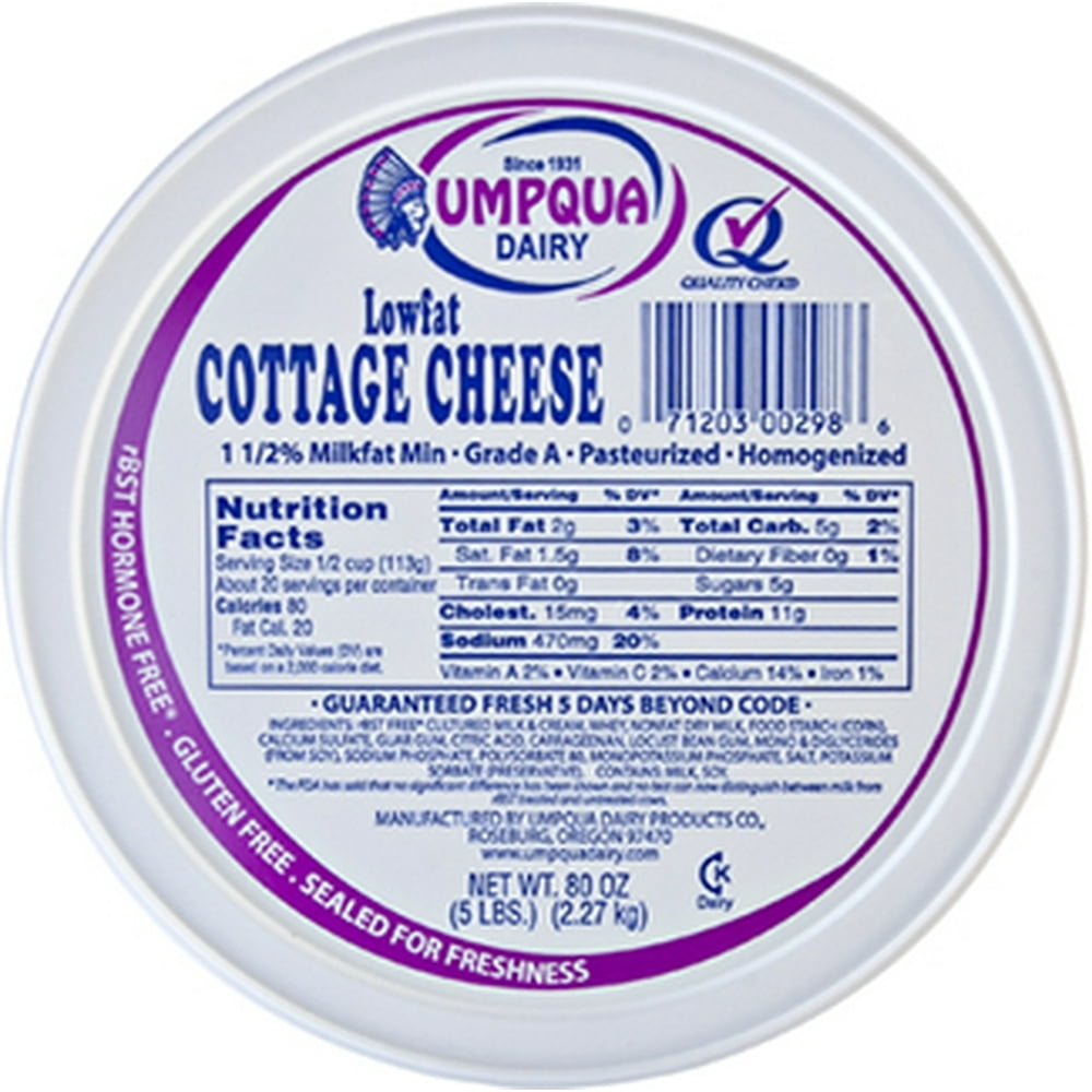 Umpqua Dairy 1.5 Milkfat LowFat GlutenFree Cottage Cheese, 80 Oz