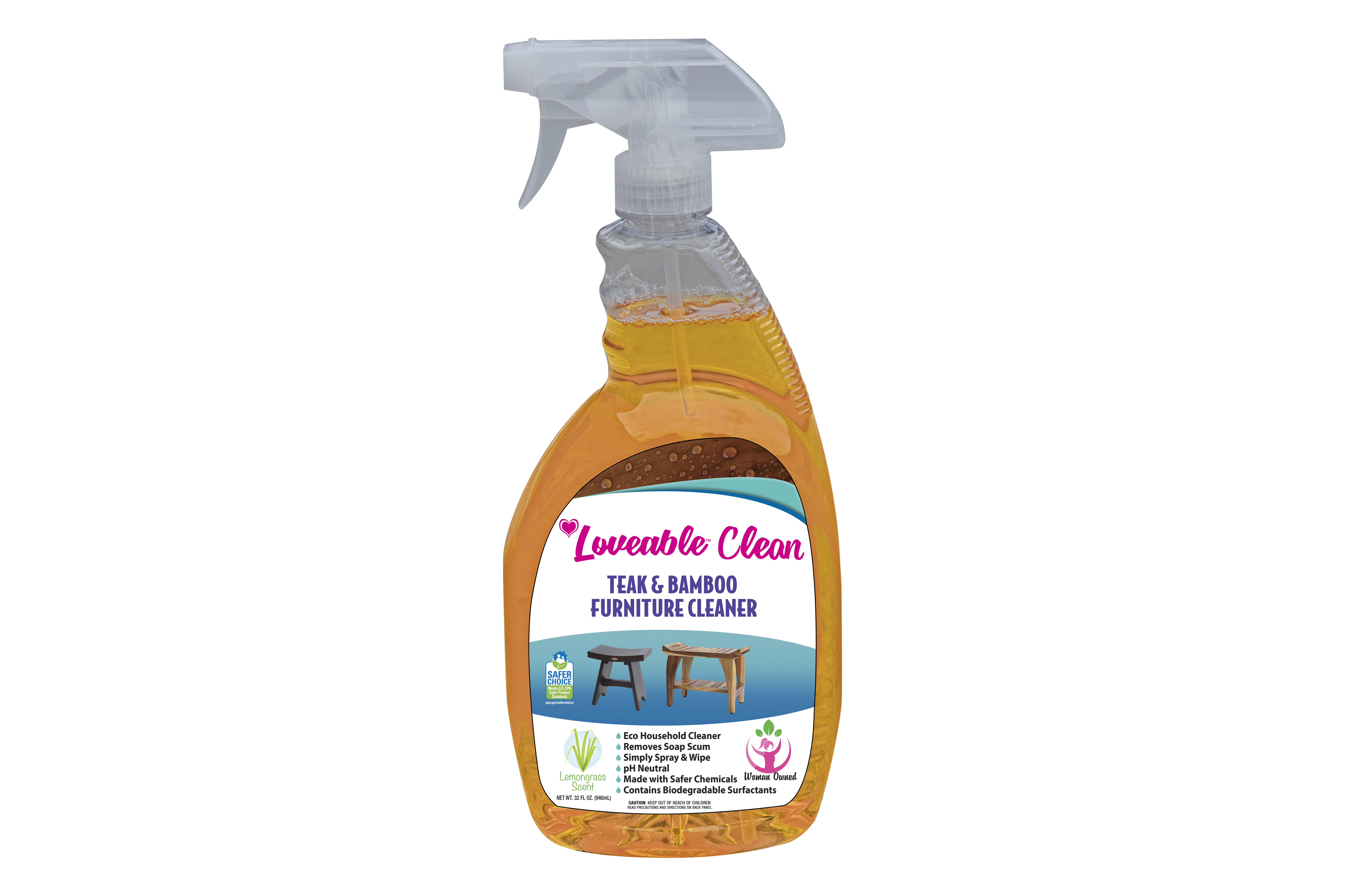 Loveable Clean EPA Safer Choice Teak & Bamboo Furniture Cleaner