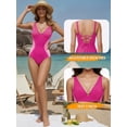 thumbnail image 5 of MOYIKO Womens One Piece Swimsuit Slimming Tummy Control Bathing Suit Color Block V Neck Shapewear, 5 of 7