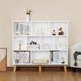 thumbnail image 4 of 10 Cube White Bookshelf,3 Tier Book Shelf with Legs,Modern Minimalist Bookcase,Open Book Shelves Storage Organizer,Frees Standing Wooden Display Bookcases for Small Space,Bedroom,Living Room, 4 of 14