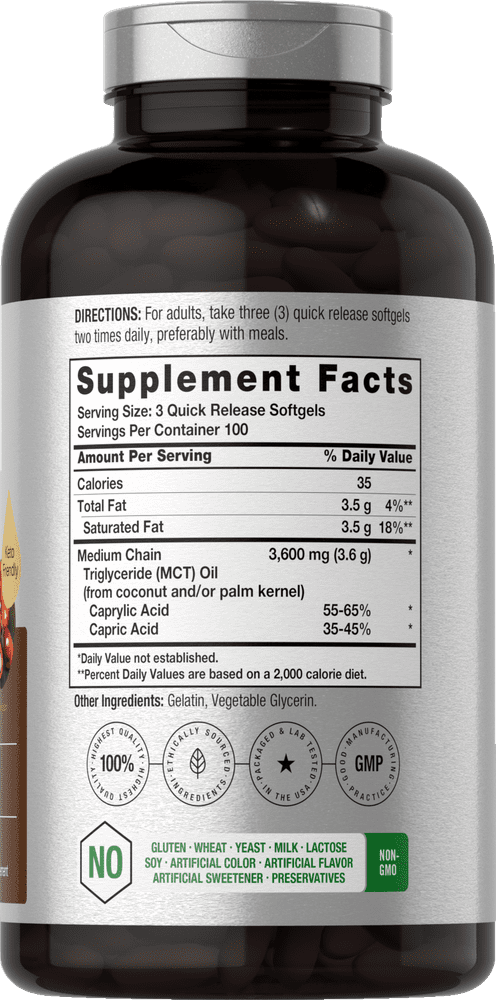 Keto MCT Oil | 3600 mg | 300 Softgels for Men and Women | by Horbaach