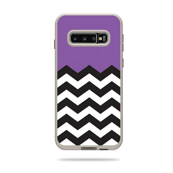 MightySkins LIFSAG10PL-Purple Chevron Skin Decal Wrap for LifeProof Fre Case Samsung Galaxy S10 Plus Sticker - Purple Chevron
