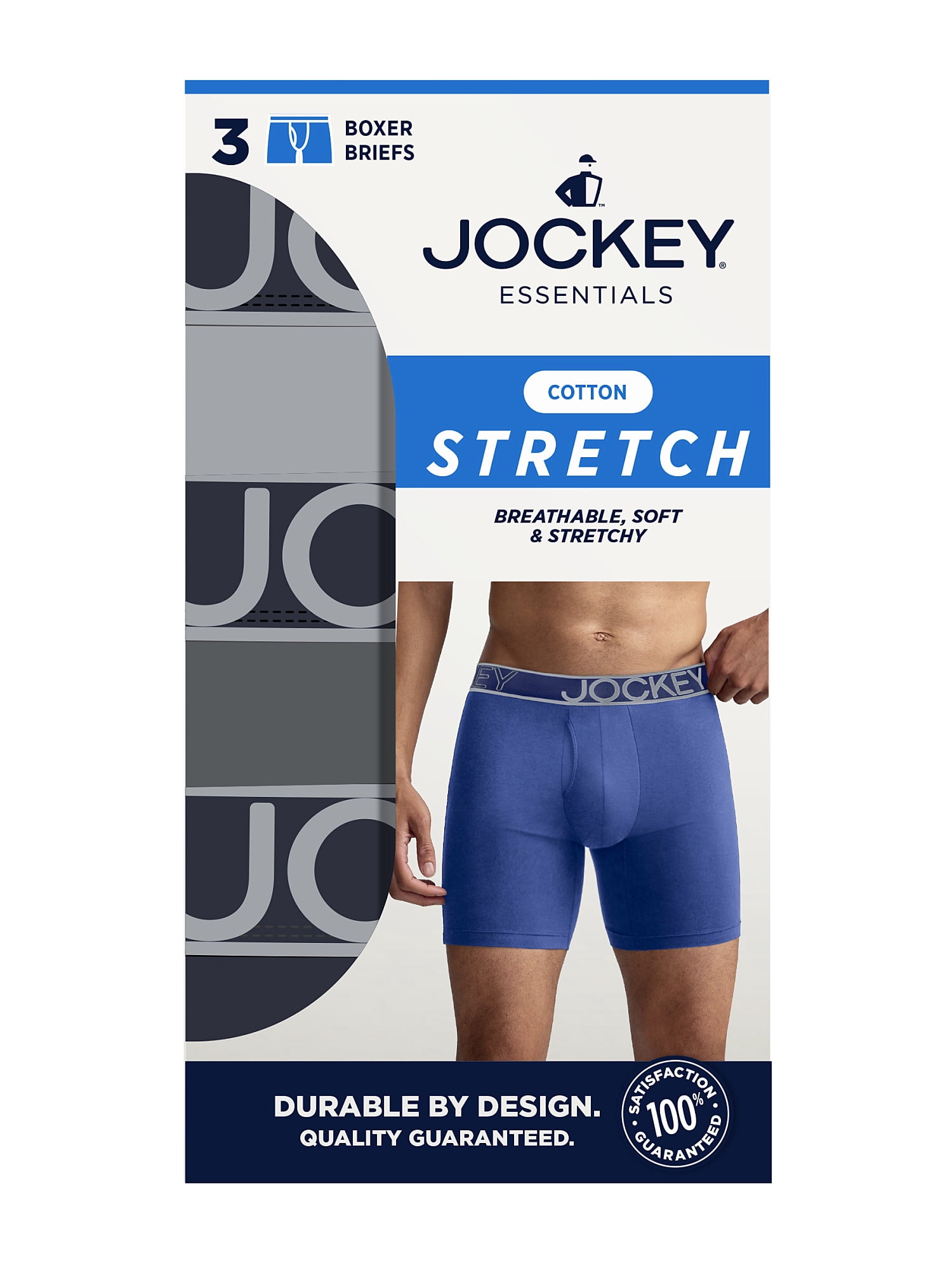 Jockey Essentials Men's Cotton Stretch 6" Boxer Brief - 3 Pack