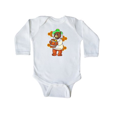 

Inktastic Beekeeping Cute Bear with Honey Gift Baby Boy or Baby Girl Long Sleeve Bodysuit