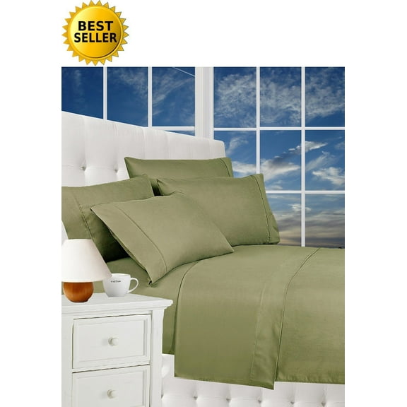 1500 Series Luxury Silky Soft 6 pc Sheet set, Deep Pocket Up to 16" - All Size and Colors , Full, Green