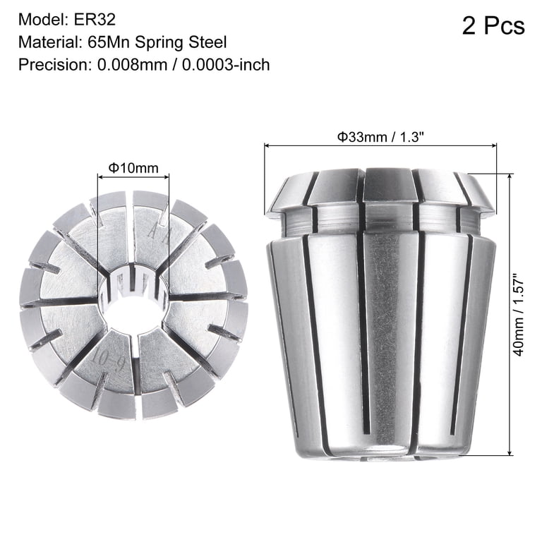 Uxcell ER32 Spring Collet – 10mm Clamping Diameter, 0.01mm Precision, 65MN Steel For CNC Milling